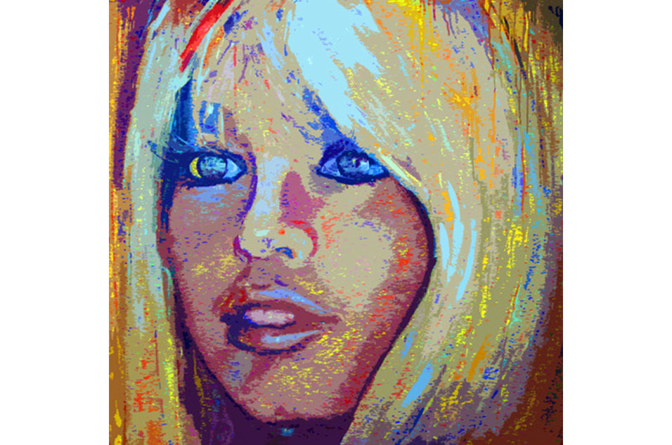 Brigitte-Bardot-100x100-Druck-auf-gebürstetem-Aluminium