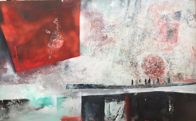 Im Gleichgewicht 100x150 Mischtecknik af Leinwand